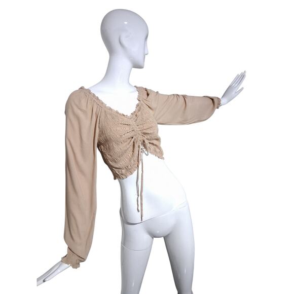 Japna Babydoll Cinched Women's size Large Smocked V-Neck Grungecore Party Top - Picture 2 of 7